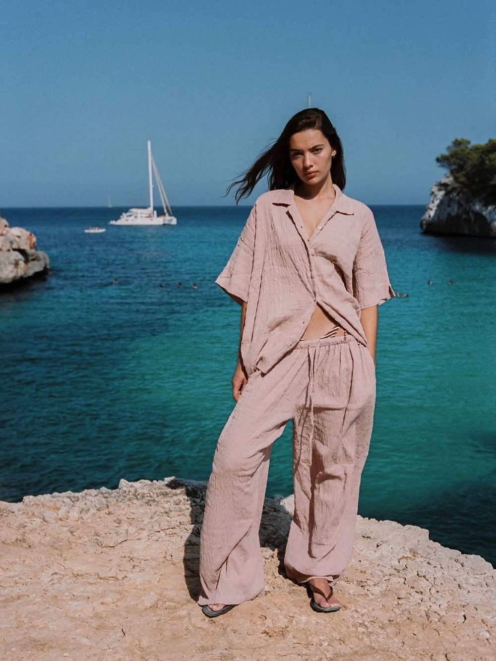 Elce Swim Harlee Shirt + Pants in Blush New with Tags!
